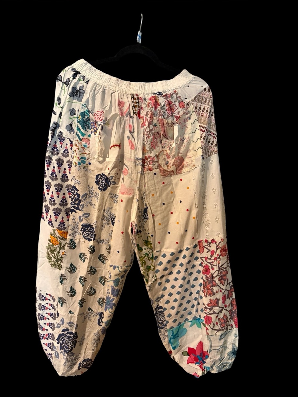 White #14 NWT  100% rayon patchwork jogger pants